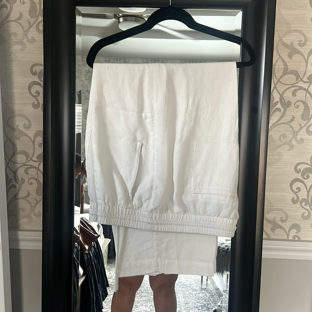 Athleta white linen wide leg pants plus size